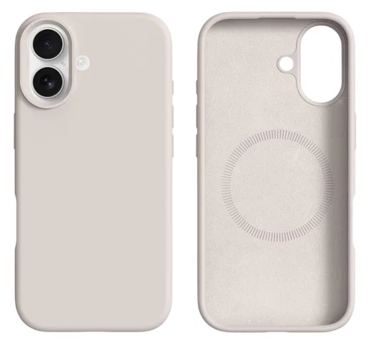 Apple iPhone 17 Hoesje MagSafe Siliconen Back Cover Dun Beige afbeelding 1