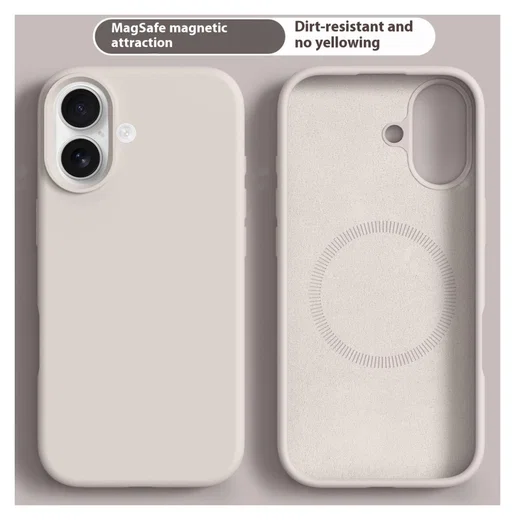 Apple iPhone 17 Hoesje MagSafe Siliconen Back Cover Dun Beige afbeelding 2
