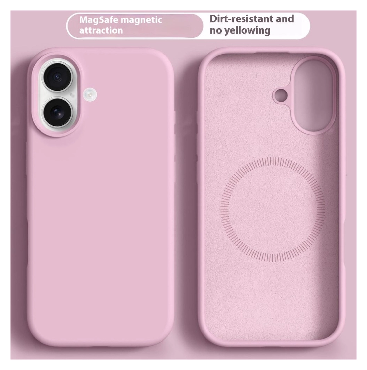 Apple iPhone 17 Hoesje MagSafe Siliconen Back Cover Dun Roze afbeelding 2