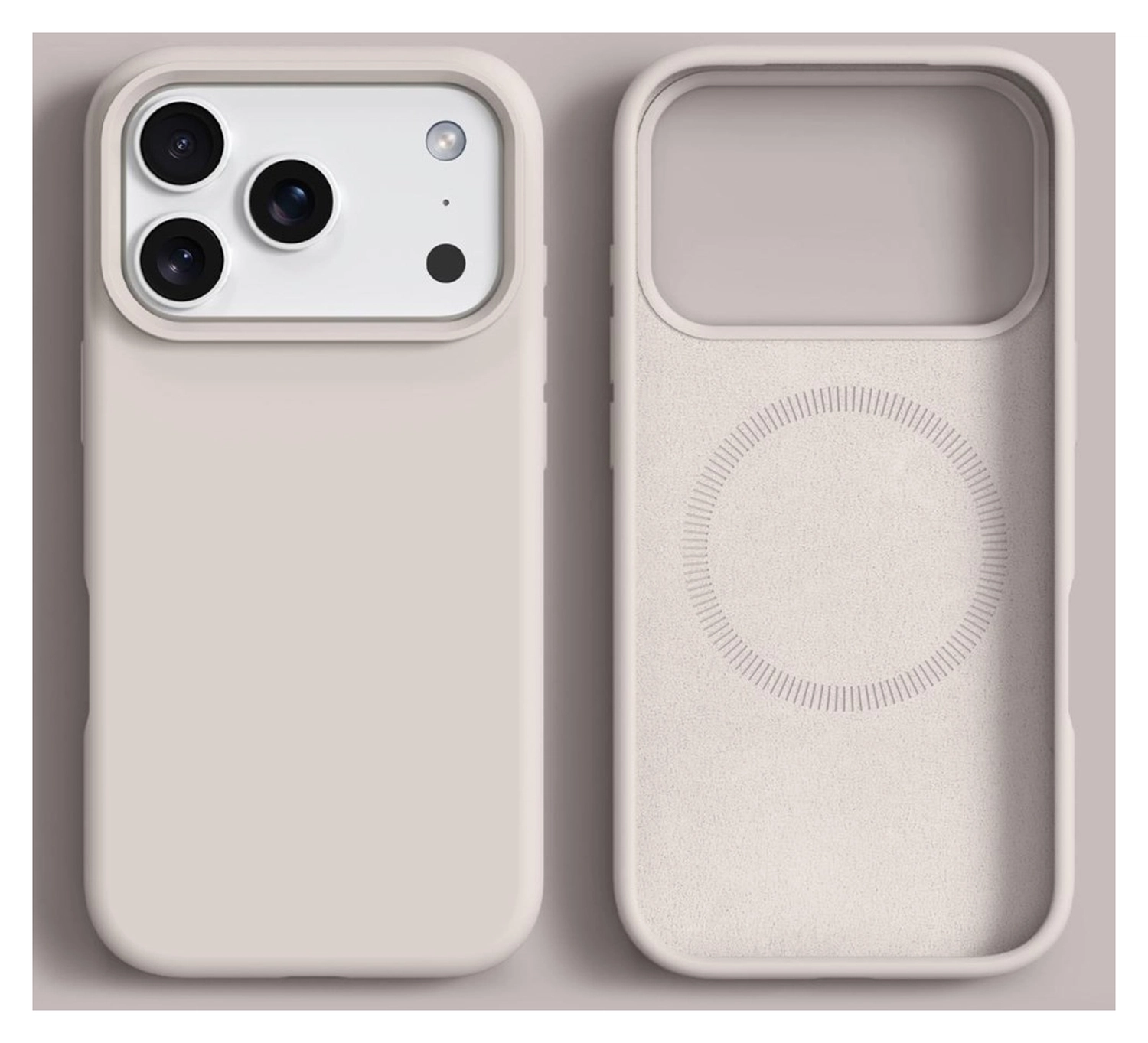 Apple iPhone 17 Pro Hoesje MagSafe Siliconen Back Cover Dun Beige afbeelding 2