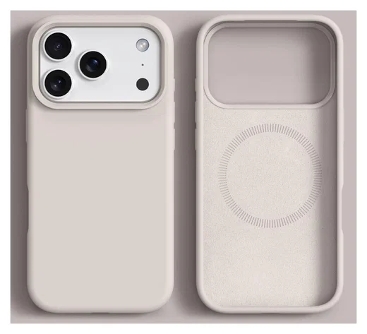 Apple iPhone 17 Pro Hoesje MagSafe Siliconen Back Cover Dun Beige afbeelding 2