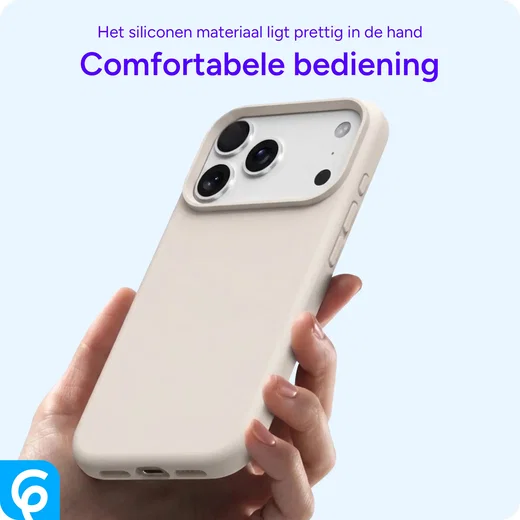 Apple iPhone 17 Pro Hoesje MagSafe Siliconen Back Cover Dun Beige afbeelding 2