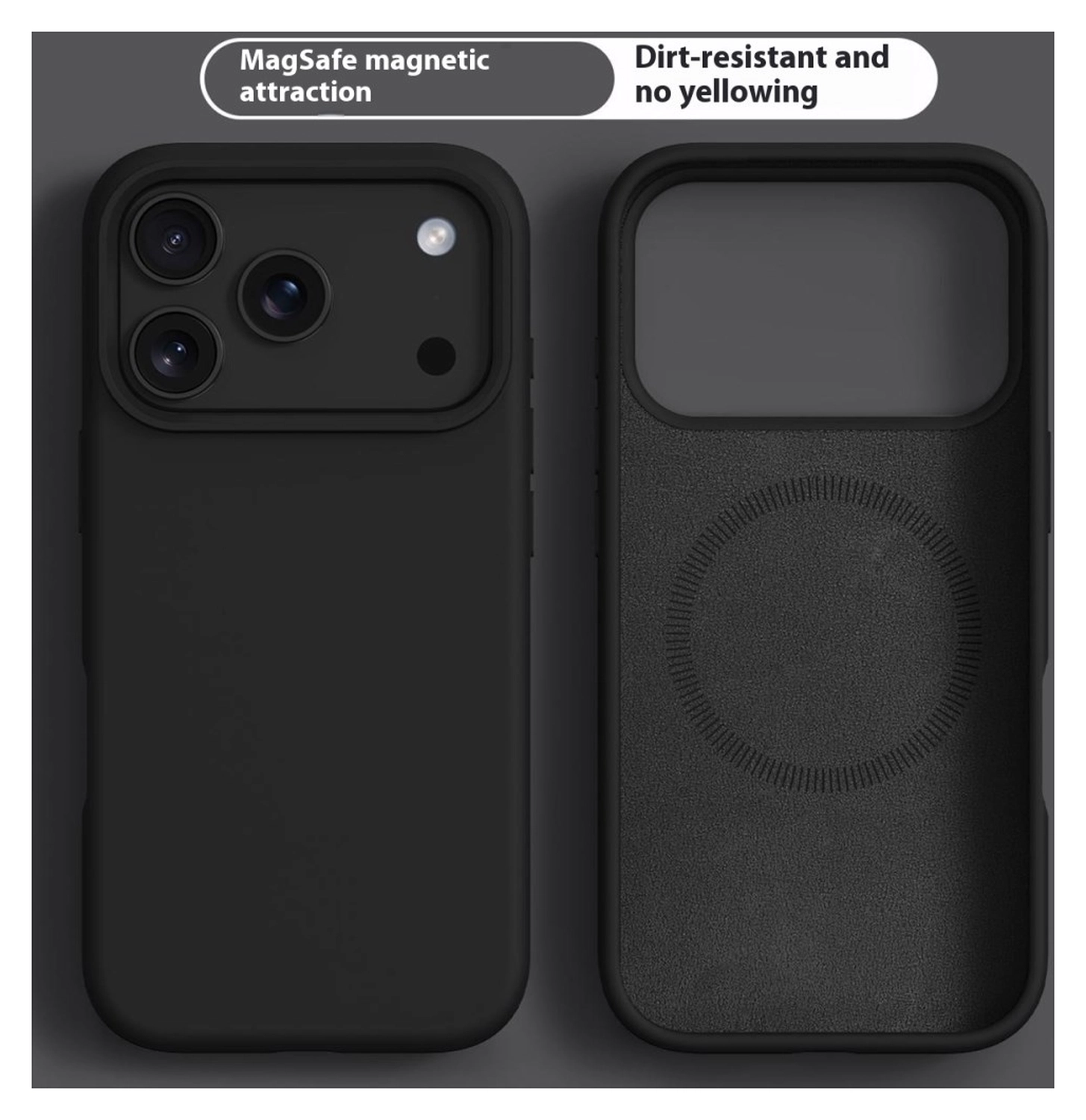 Apple iPhone 17 Pro Max Hoesje MagSafe Siliconen Back Cover Dun Zwart afbeelding 2