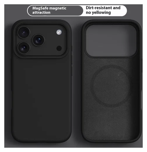 Apple iPhone 17 Pro Max Hoesje MagSafe Siliconen Back Cover Dun Zwart afbeelding 2