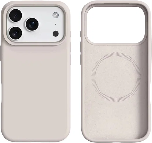 Apple iPhone 17 Pro Max Hoesje MagSafe Siliconen Back Cover Dun Beige afbeelding 7
