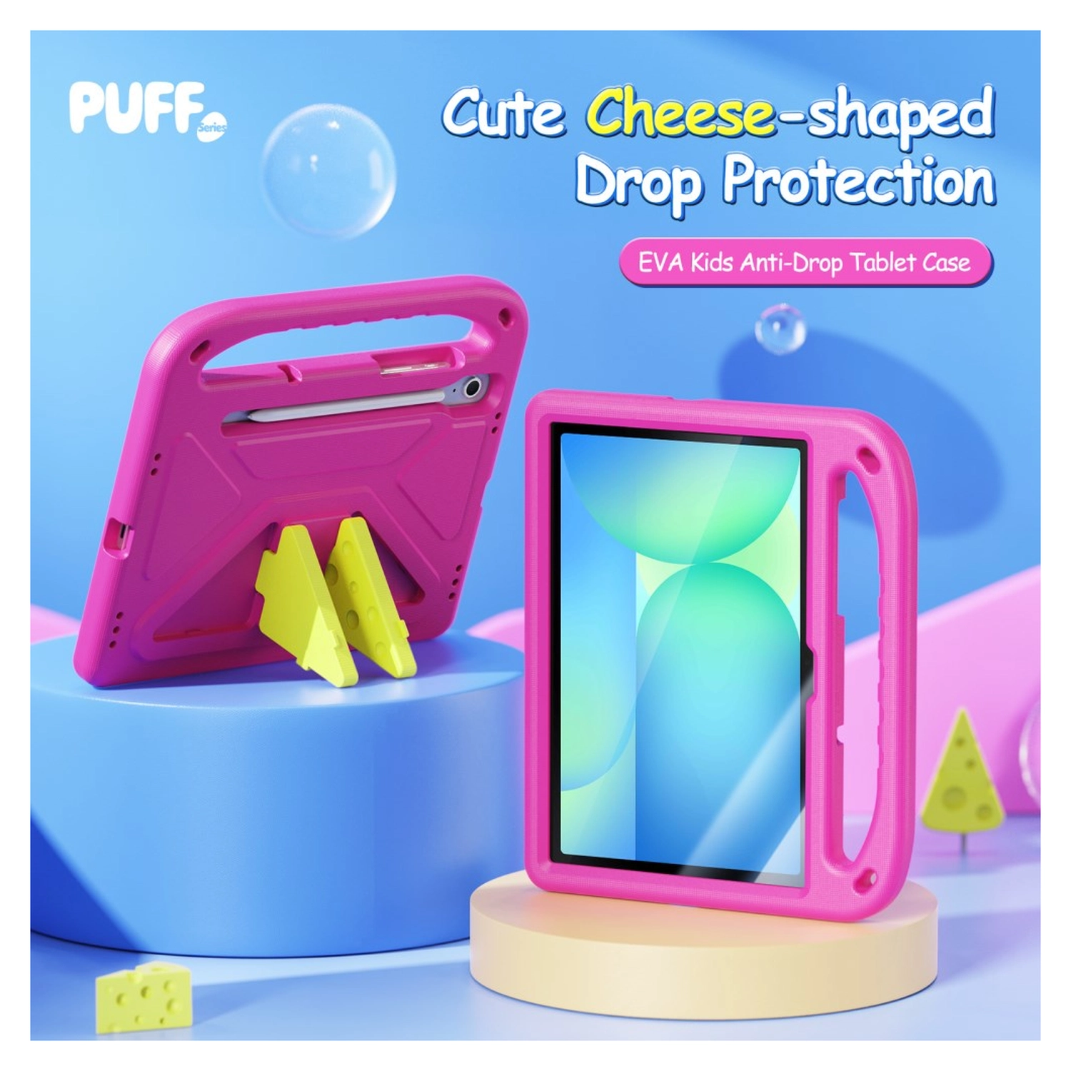 Dux Ducis PUFF Samsung Tab S10 Lite/S10 FE/S9 FE Kinder Tablethoes Handvat Roze afbeelding 4