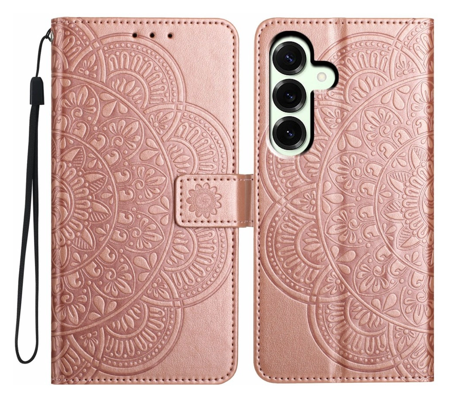 Samsung Galaxy A17 / A26 Hoesje Mandala Book Case met Pasjeshouder Roze Goud afbeelding 1