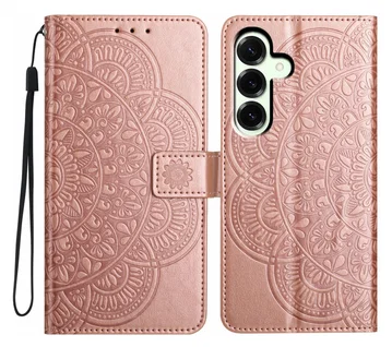 Samsung Galaxy A17 / A26 Hoesje Mandala Book Case met Pasjeshouder Roze Goud