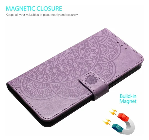 Samsung Galaxy A17 / A26 Hoesje Mandala Book Case met Pasjeshouder Paars afbeelding 4