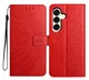 Samsung Galaxy A17 / A26 Hoesje Mandala Book Case met Pasjeshouder Rood