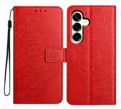 Samsung Galaxy A17 / A26 Hoesje Mandala Book Case met Pasjeshouder Rood afbeelding