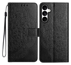 Samsung Galaxy S25 FE Hoesje Mandala Book Case met Pasjeshouder Zwart afbeelding