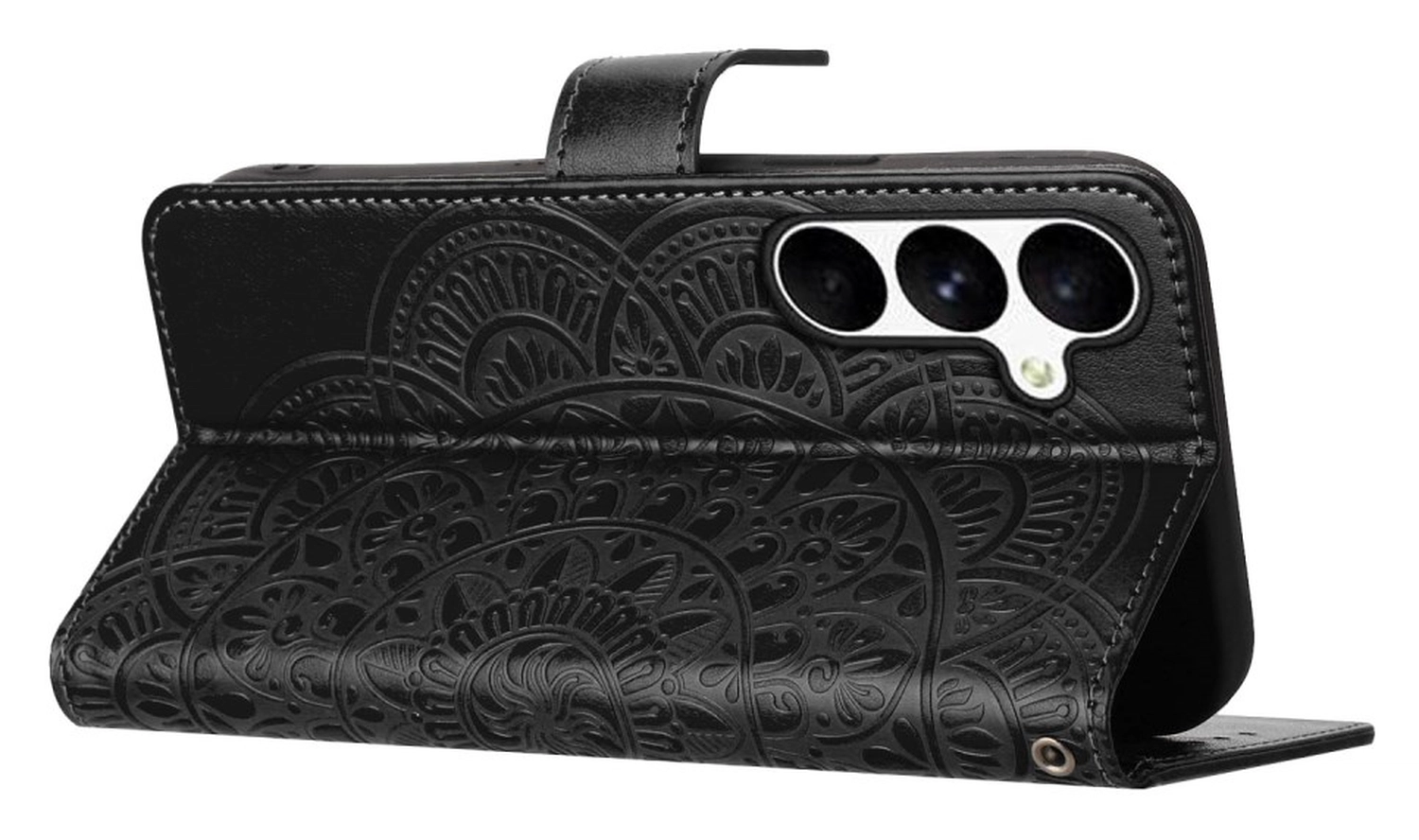 Samsung Galaxy S25 FE Hoesje Mandala Book Case met Pasjeshouder Zwart afbeelding 4