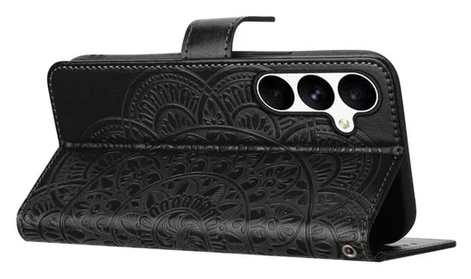Samsung Galaxy S25 FE Hoesje Mandala Book Case met Pasjeshouder Zwart afbeelding 4