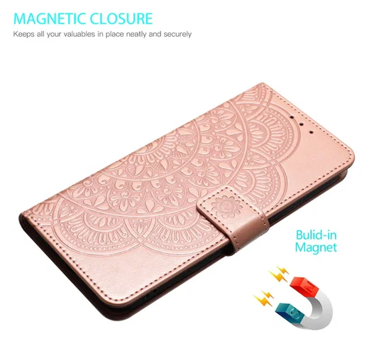 Samsung Galaxy S25 FE Hoesje Mandala Book Case met Pasjeshouder Roze Goud afbeelding 6