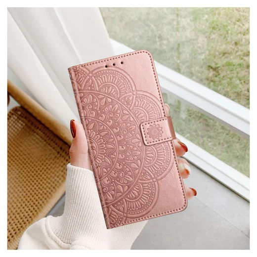 Samsung Galaxy S25 FE Hoesje Mandala Book Case met Pasjeshouder Roze Goud afbeelding 7