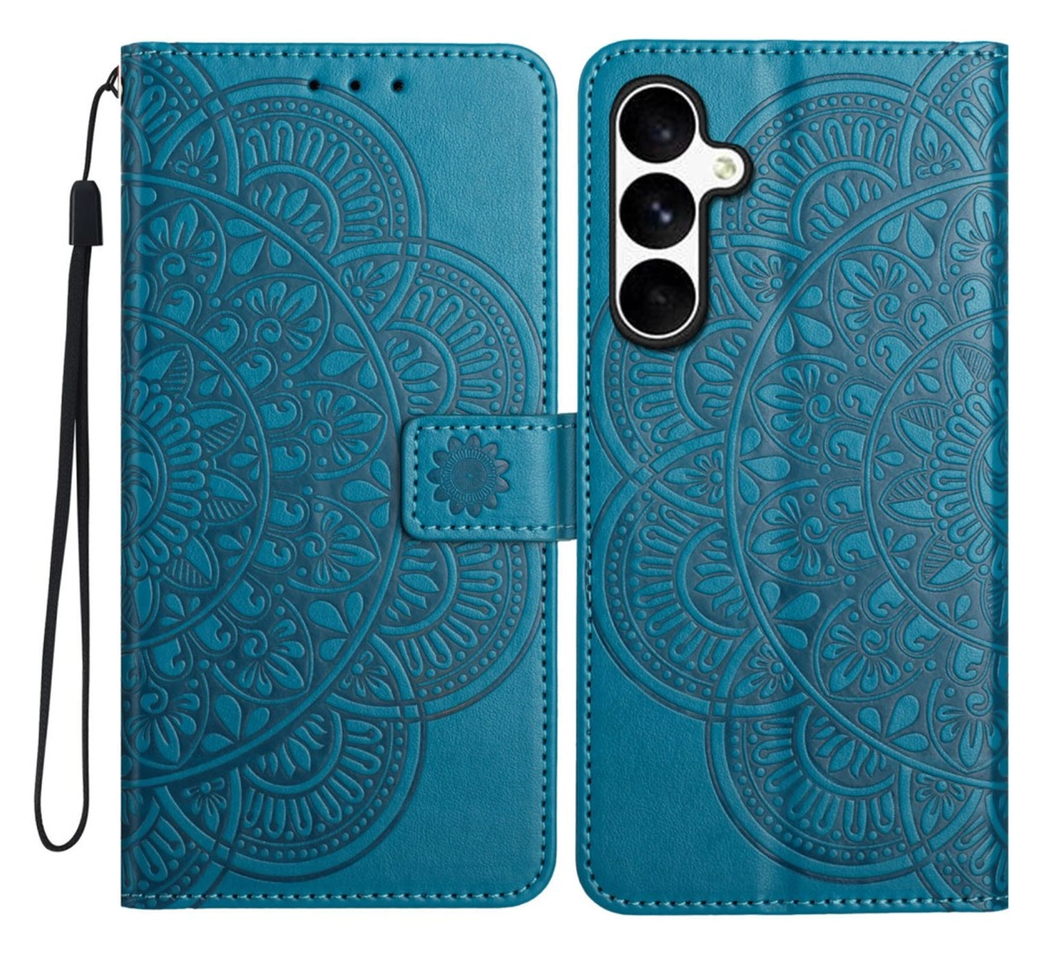 Samsung Galaxy S25 FE Hoesje Mandala Book Case met Pasjeshouder Blauw afbeelding 1