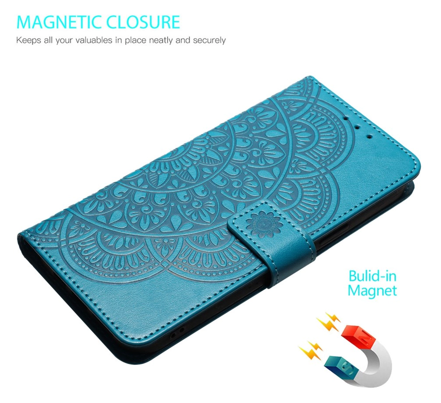 Samsung Galaxy S25 FE Hoesje Mandala Book Case met Pasjeshouder Blauw afbeelding 6