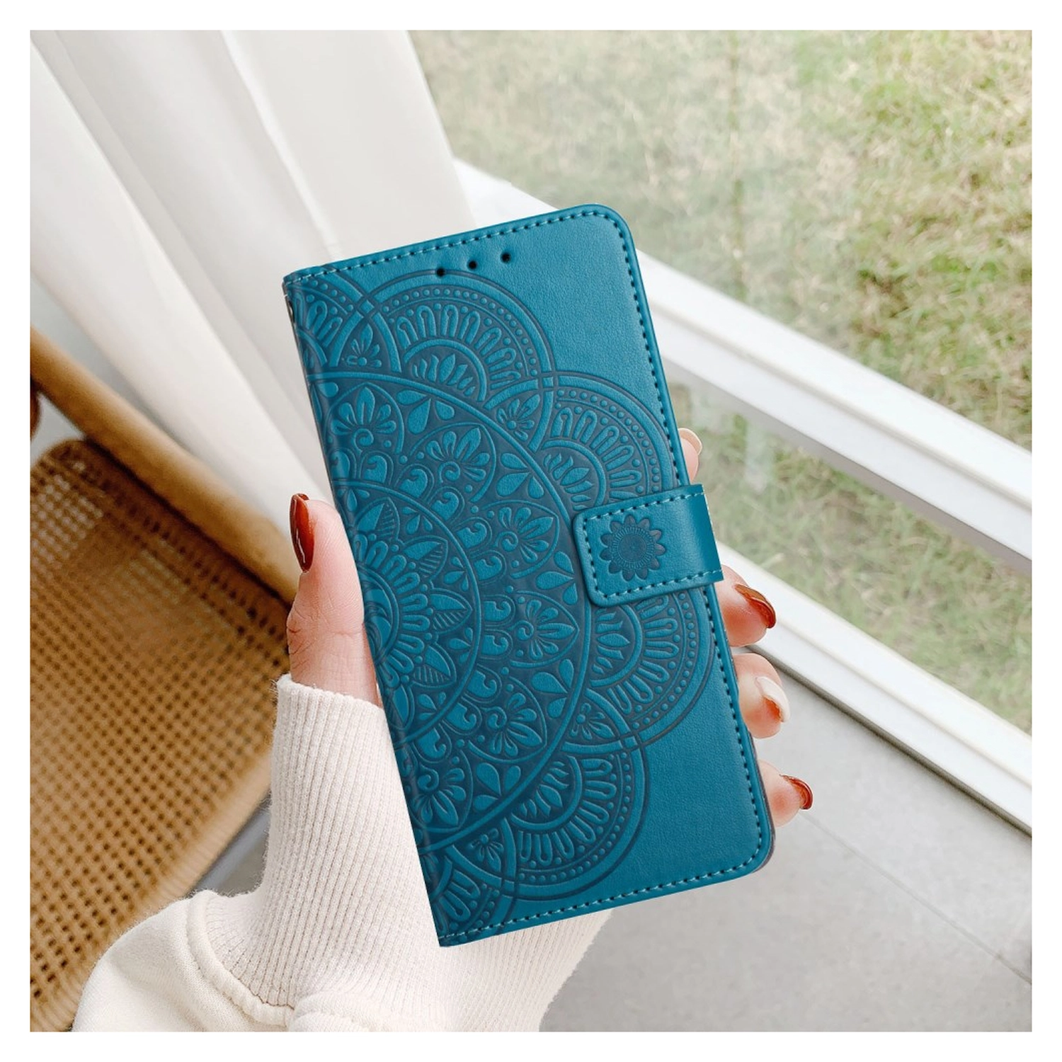 Samsung Galaxy S25 FE Hoesje Mandala Book Case met Pasjeshouder Blauw afbeelding 7