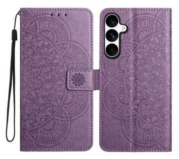 Samsung Galaxy S25 FE Hoesje Mandala Book Case met Pasjeshouder Paars