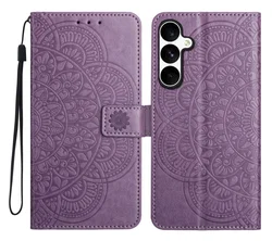 Samsung Galaxy S25 FE Hoesje Mandala Book Case met Pasjeshouder Paars afbeelding