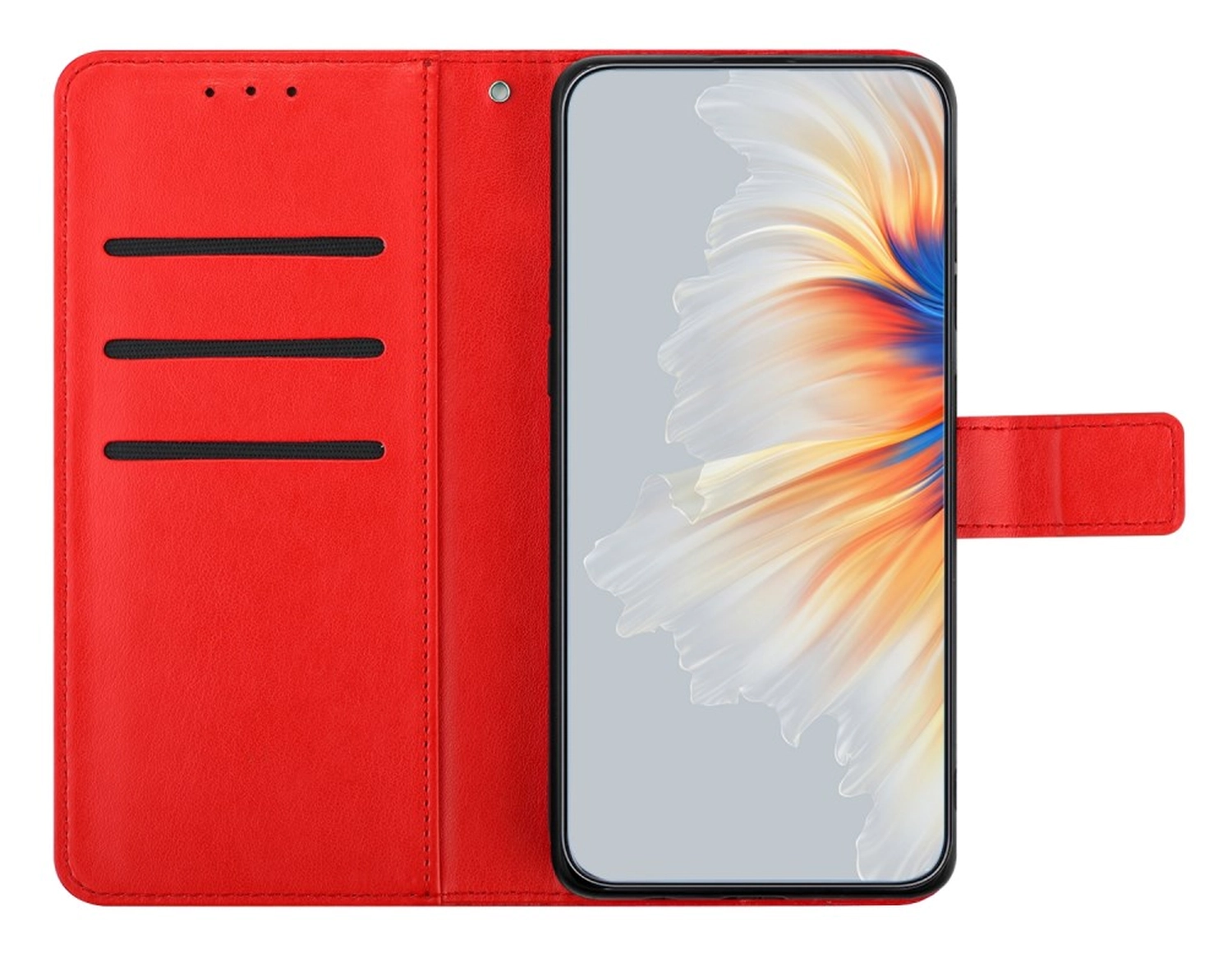 Samsung Galaxy S25 FE Hoesje Mandala Book Case met Pasjeshouder Rood afbeelding 2
