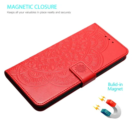 Samsung Galaxy S25 FE Hoesje Mandala Book Case met Pasjeshouder Rood afbeelding 6