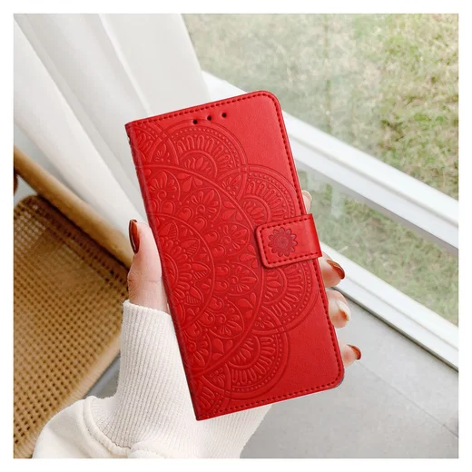 Samsung Galaxy S25 FE Hoesje Mandala Book Case met Pasjeshouder Rood afbeelding 7