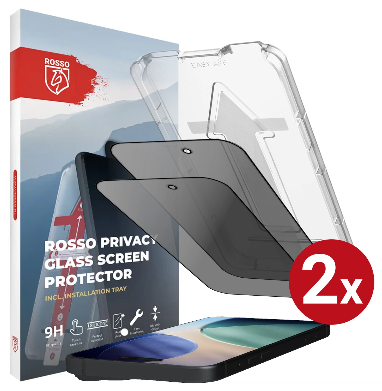 Rosso iPhone Air Privacy Glass met Installatietray Dust Removal (2-Pack) afbeelding 1