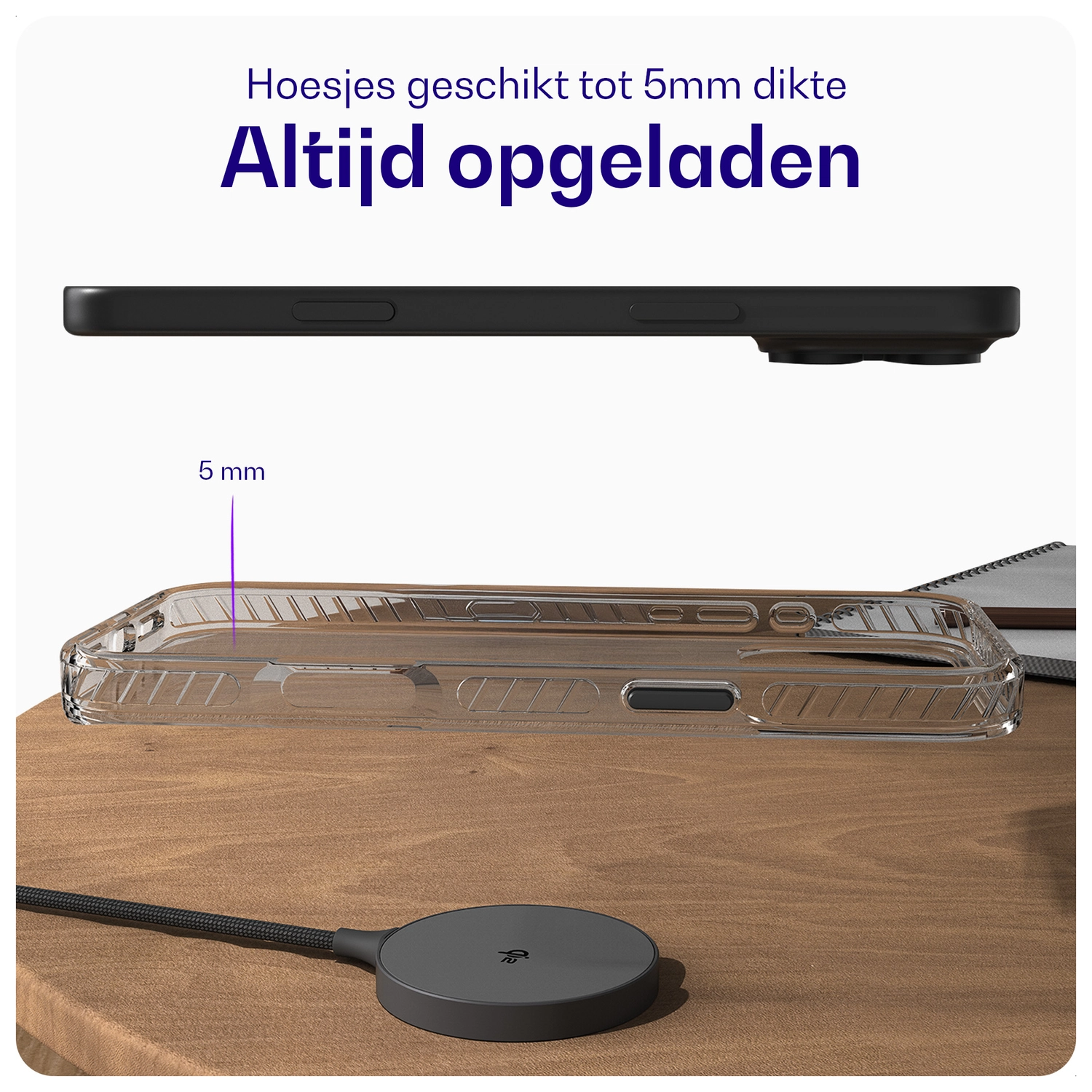 Buddi Power Qi2 Draadloze Magnetische MagSafe Oplader 15W met 1.5M Kabel Grijs afbeelding 7