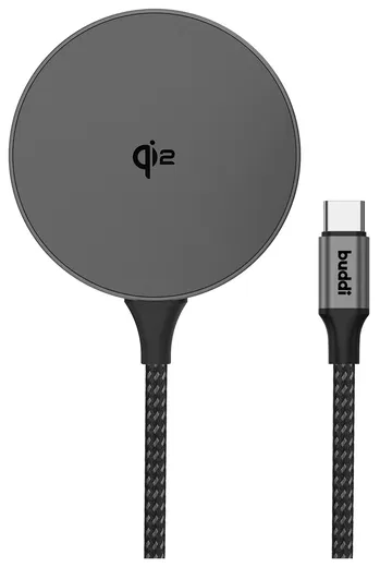 Buddi Power Qi2 Draadloze Magnetische MagSafe Oplader 15W met 1.5M Kabel Grijs afbeelding 11