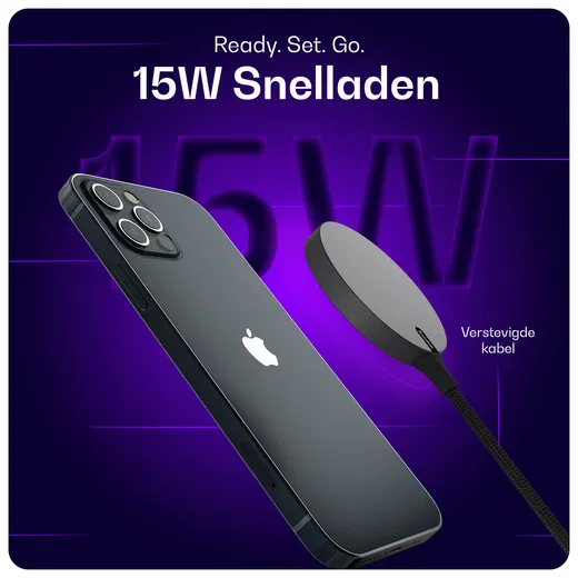 Buddi Power Qi2 Draadloze Magnetische MagSafe Oplader 15W met 1.5M Kabel Grijs afbeelding 5