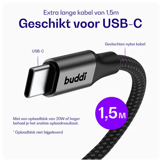 Buddi Power Qi2 Draadloze Magnetische MagSafe Oplader 15W met 1.5M Kabel Grijs afbeelding 8