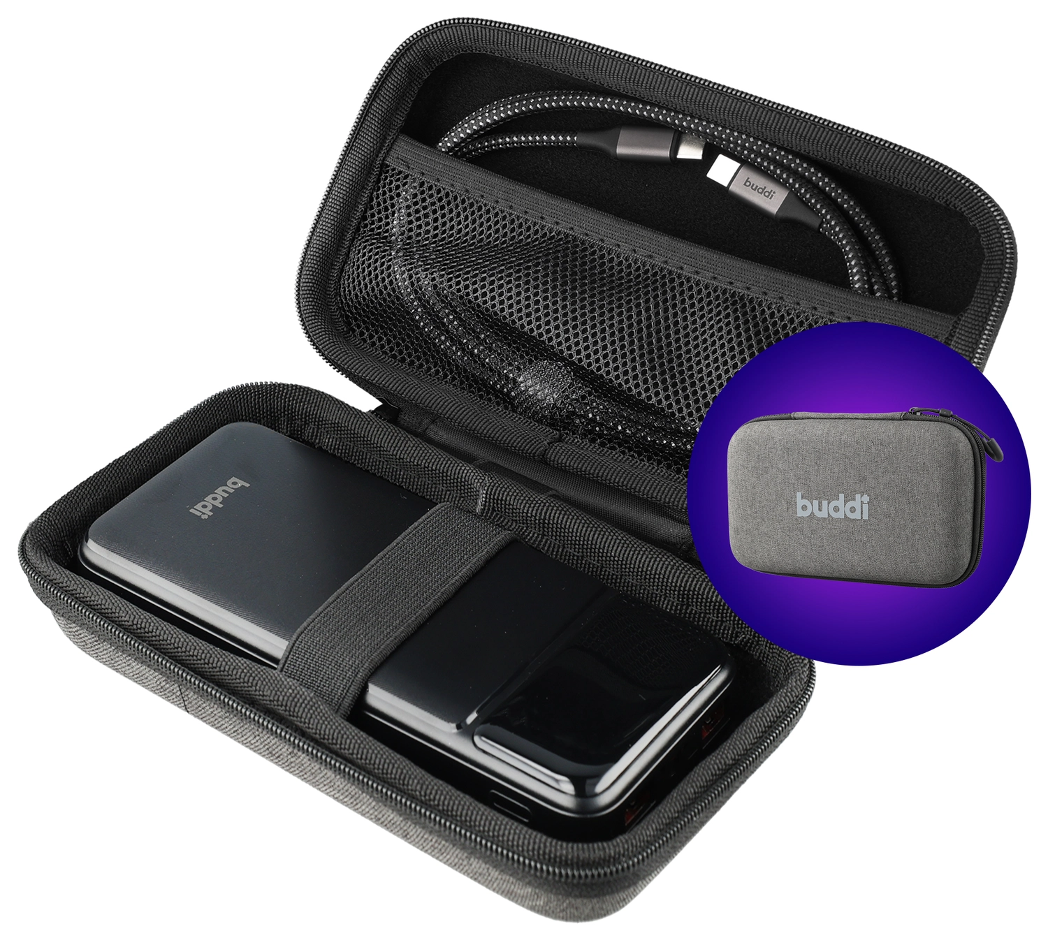 Buddi Sorted Organizer Hoes voor Powerbank en Kabels Grijs - Small afbeelding 1