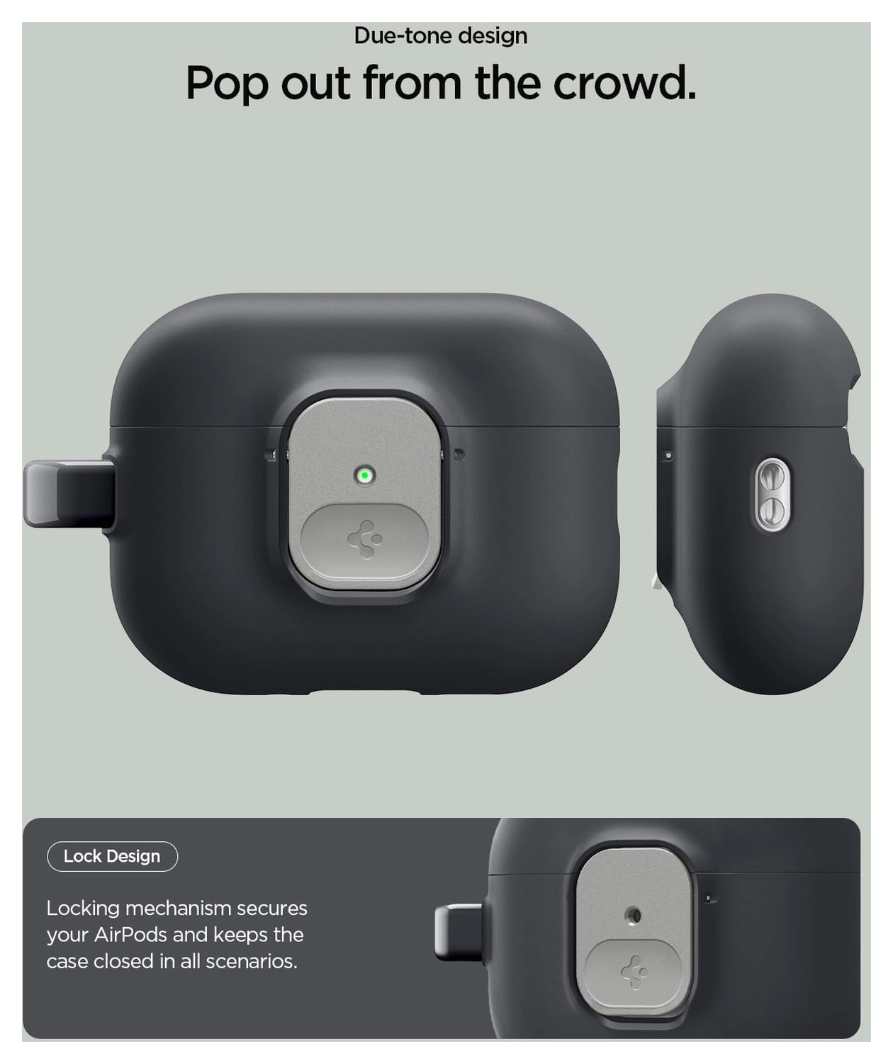 Spigen Nano Pop Case AirPods Pro 3 Hoesje met Karabijnhaak Zwart afbeelding 3