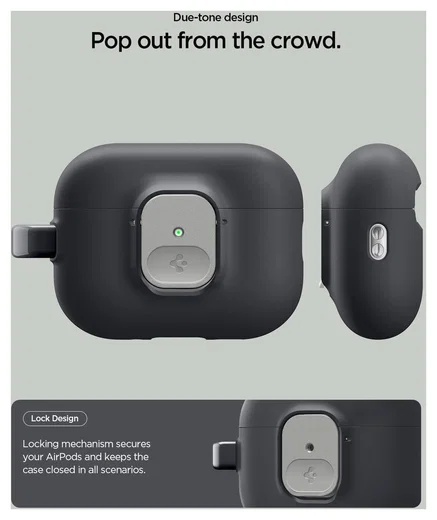 Spigen Nano Pop Case AirPods Pro 3 Hoesje met Karabijnhaak Zwart afbeelding 3