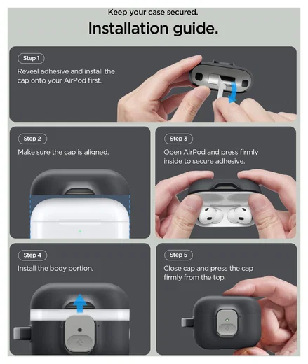 Spigen Nano Pop Case AirPods Pro 3 Hoesje met Karabijnhaak Zwart afbeelding 4