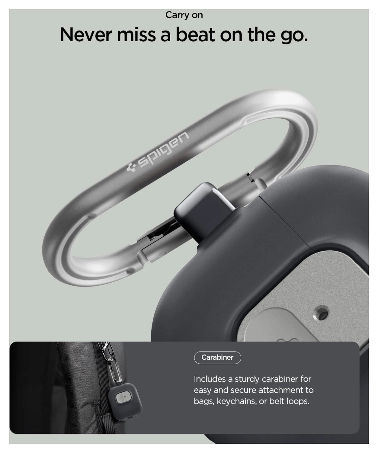 Spigen Nano Pop Case AirPods Pro 3 Hoesje met Karabijnhaak Zwart afbeelding 5