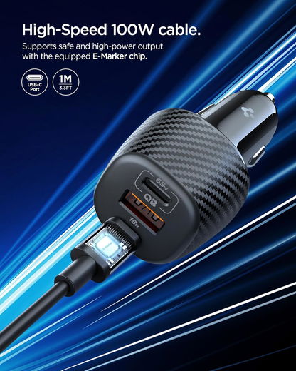 Spigen Essential 113W Autolader met 3 Poorten EV1133 Zwart afbeelding 4