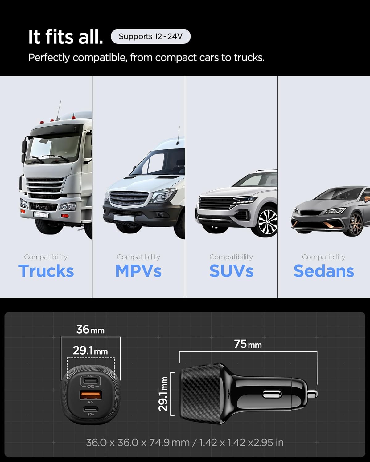 Spigen Essential 113W Autolader met 3 Poorten EV1133 Zwart afbeelding 5