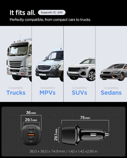 Spigen Essential 113W Autolader met 3 Poorten EV1133 Zwart afbeelding 5