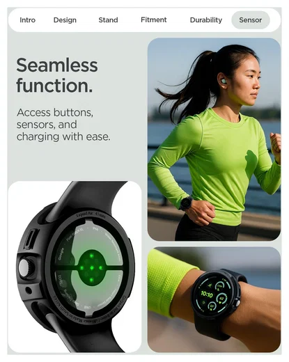Spigen Liquid Air - Google Pixel Watch 4 41MM Hoesje Zwart + Oplaad Standaard afbeelding 5