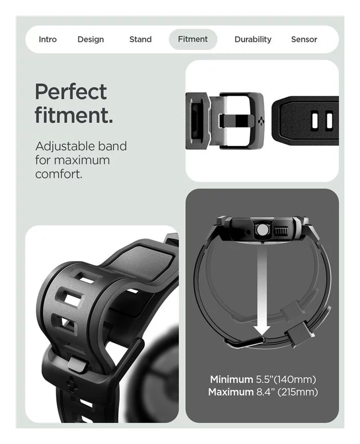 Spigen Rugged Armor Pro - Google Pixel Watch 4 41MM Hoesje en Bandje + Oplader afbeelding 8