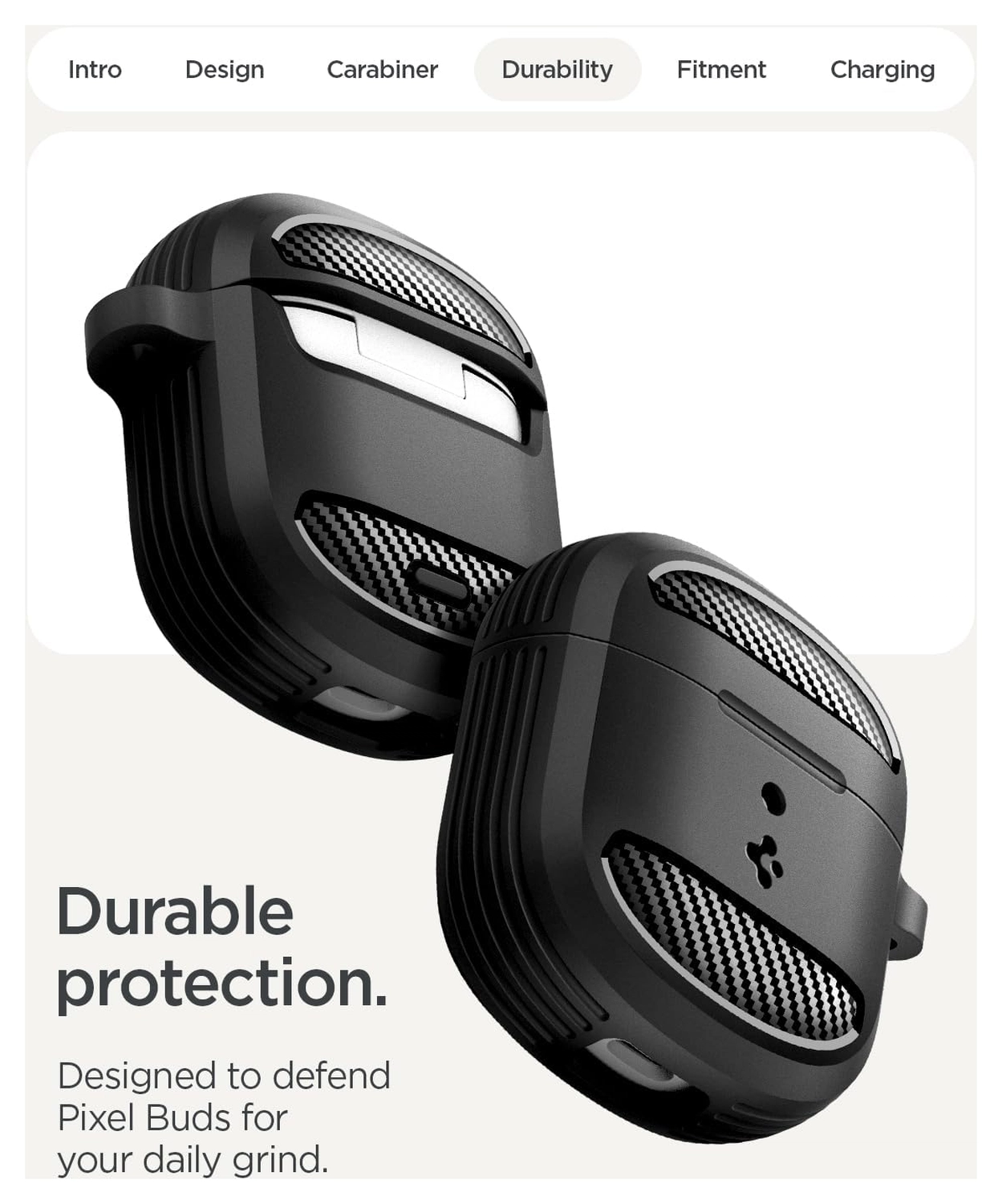 Spigen Rugged Armor Google Pixel Buds 2a Hoesje Matte Zwart afbeelding 4