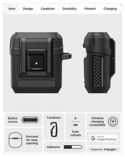 Spigen Lock Fit Google Pixel Buds 2a Hoesje Case Zwart afbeelding 3