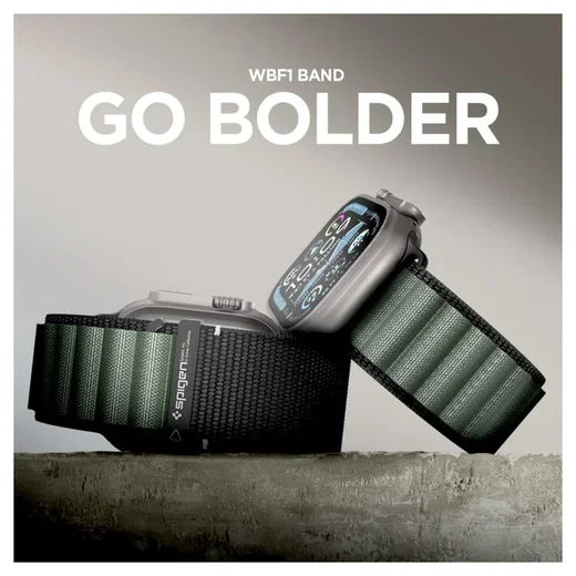 Spigen WBF1 - Apple Watch 1-11/SE/Ultra Bandje - 49/46/45/44/42MM - Zwart Groen afbeelding 8