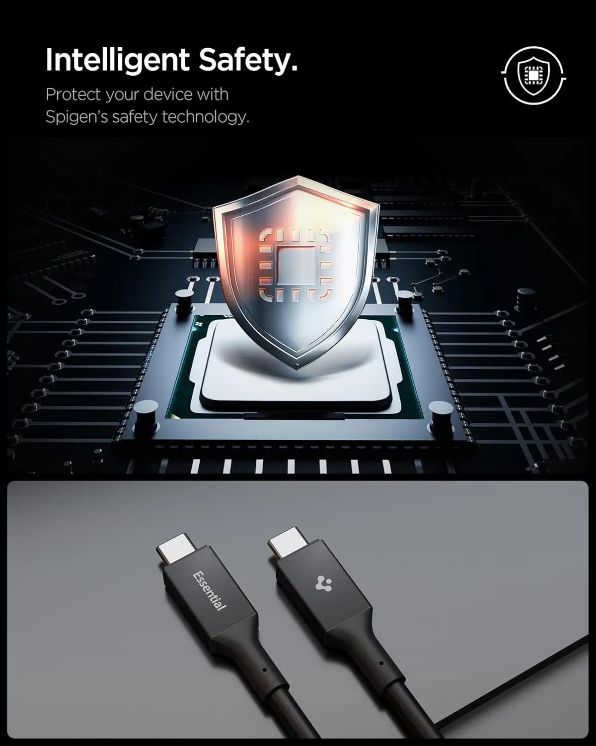 Spigen Essential USB-C naar USB-C Kabel 100W Fast Charge 2 Meter Zwart afbeelding 6