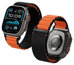 Spigen WBF1 - Apple Watch 1-11/SE/Ultra Bandje - 49/46/45/44/42MM - Zwart Oranje afbeelding