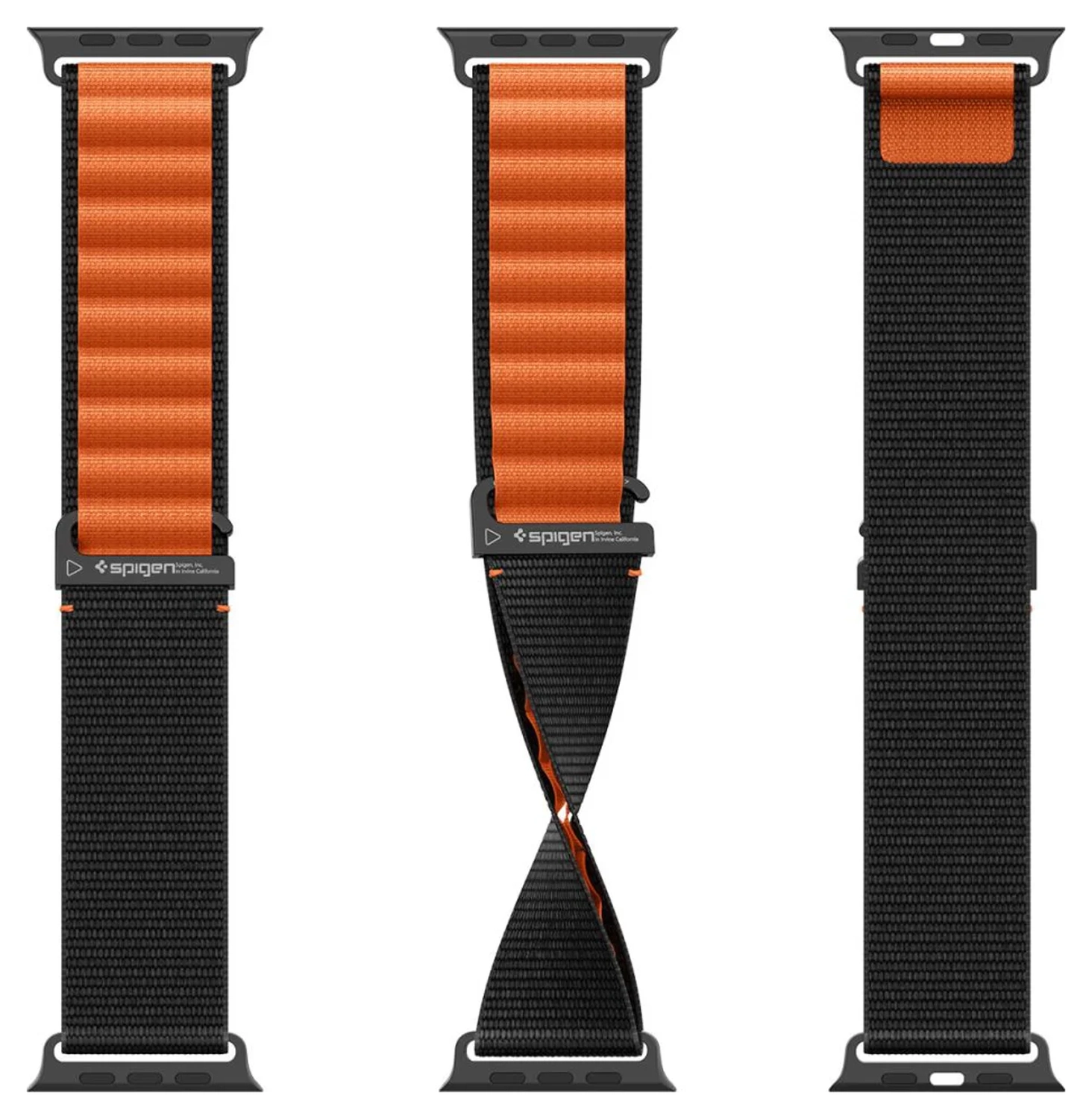Spigen WBF1 - Apple Watch 1-11/SE/Ultra Bandje - 49/46/45/44/42MM - Zwart Oranje afbeelding 15
