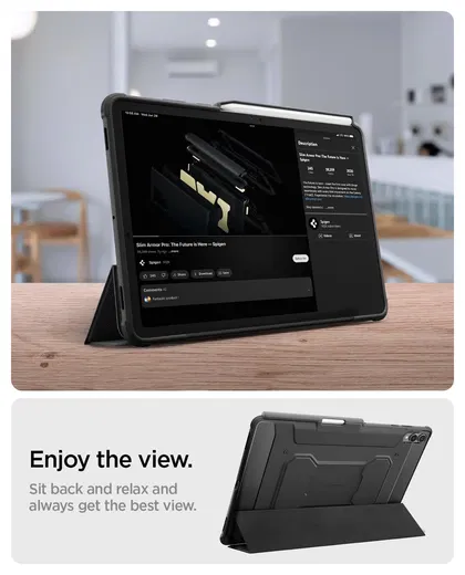 Spigen Rugged Armor Pro Samsung Galaxy Tab S11 Hoes Book Case Zwart afbeelding 3